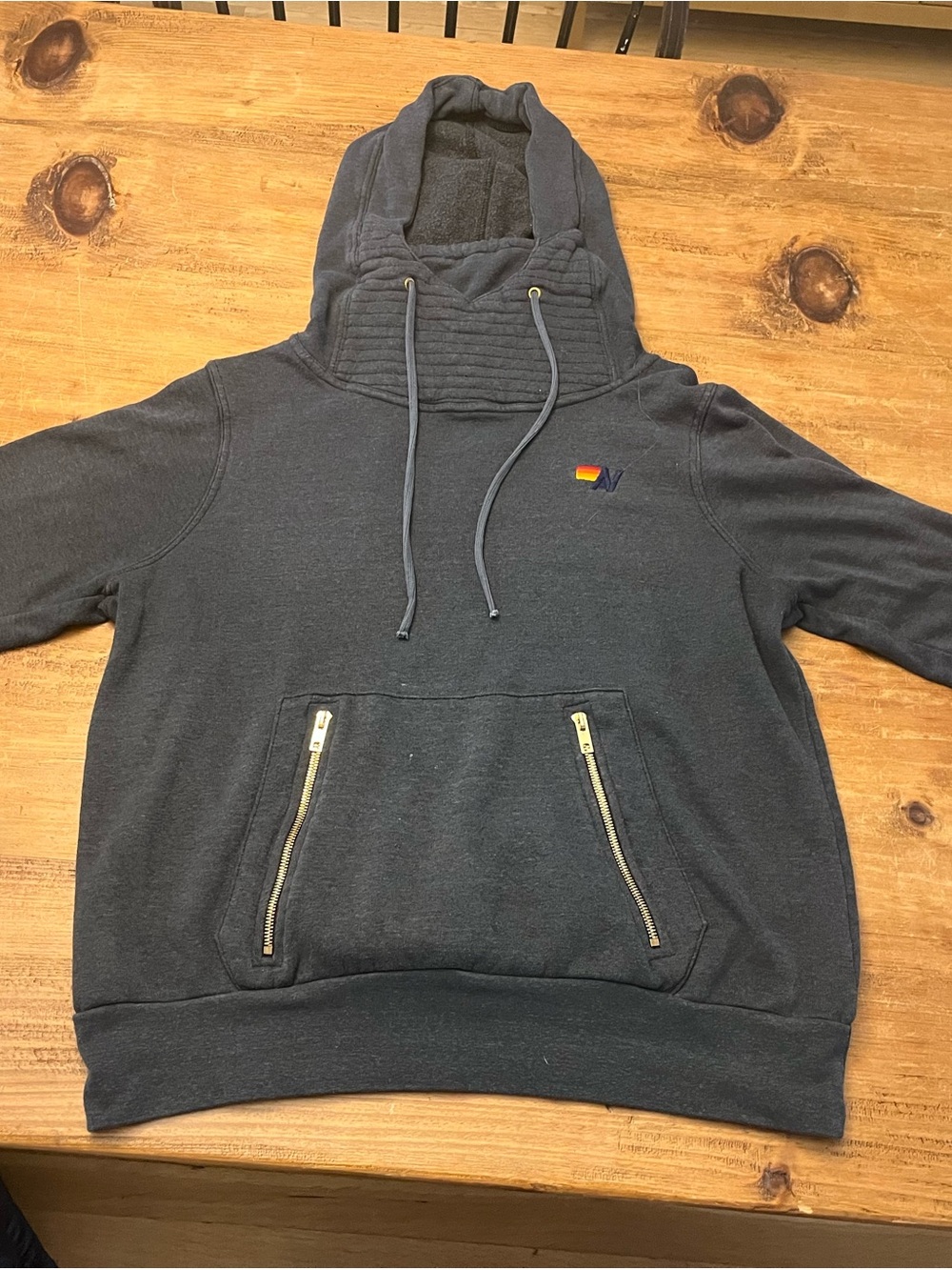 Aviator Nation Women’s Charcoal Hoodie with Zip Pockets
